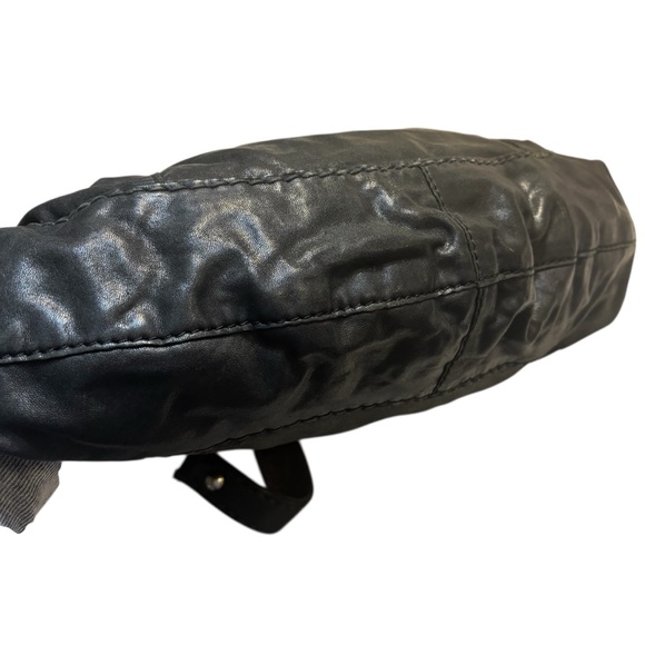 Lucky Brand Hobo Bag Black Italian Leather Silver-tone Hardware Top Zip Boho - Picture 4 of 16